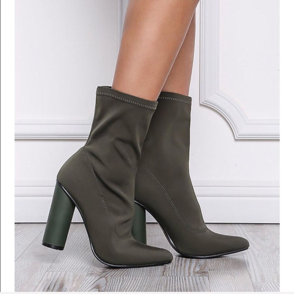 ladies pointed toe high heels short boots - Picture 4 of 4